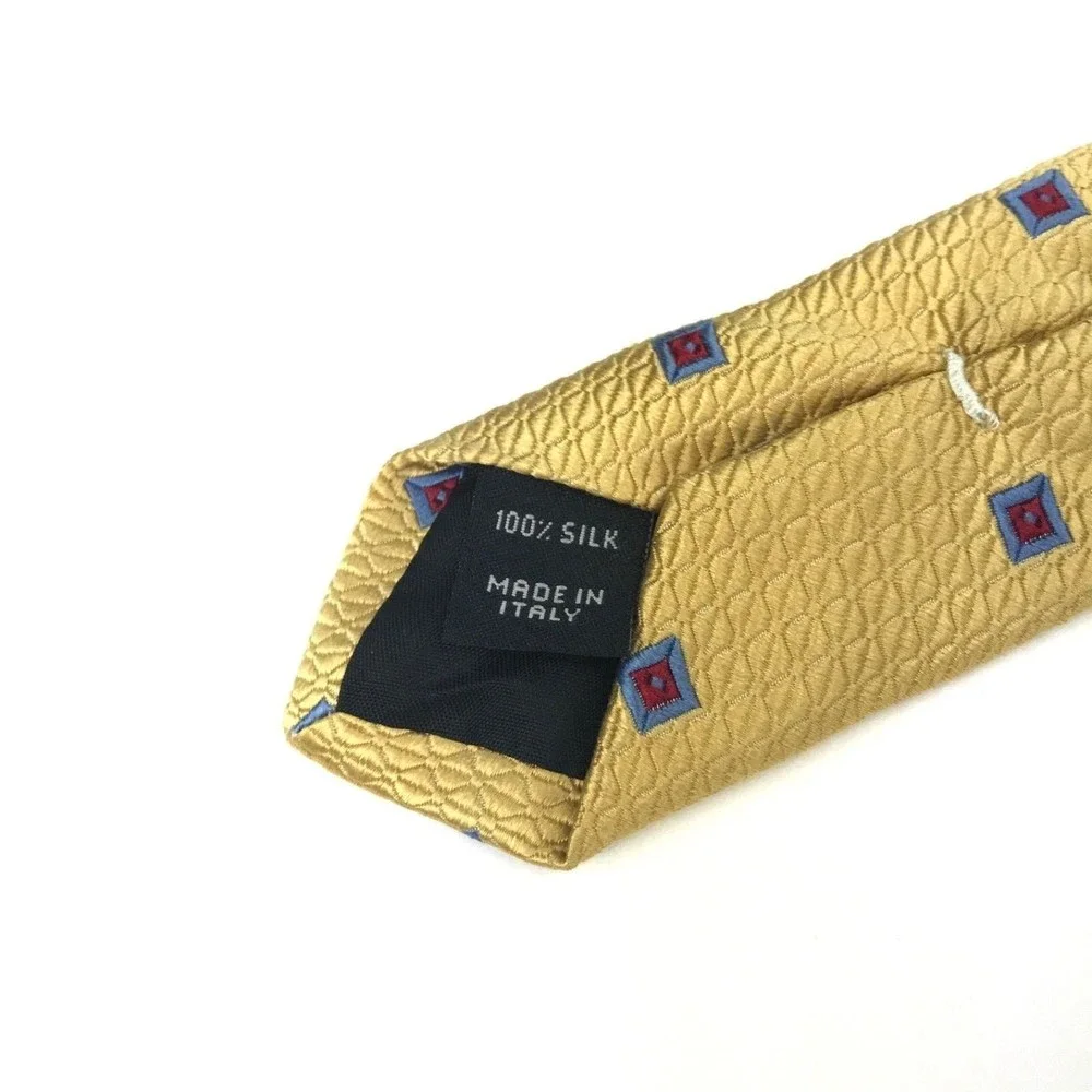 JOS A BANK Gold Yellow Squares Blue Red Geometric Tie Men's Elegant Necktie 4x58